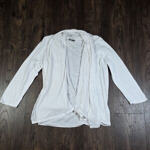Denver Hayes White Thin Open Cardigan Sweater